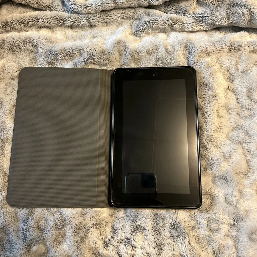 Kindle fire with cover case.